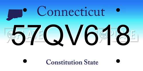 57QV618 Connecticut License Plate