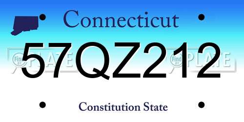 57QZ212 Connecticut License Plate