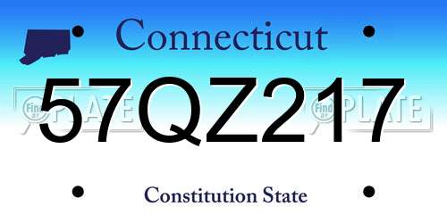 57QZ217 Connecticut License Plate