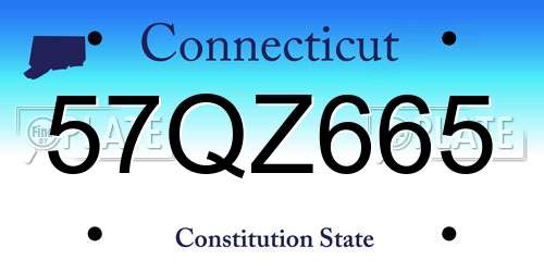 57QZ665 Connecticut License Plate