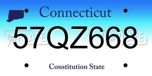 57QZ668 Connecticut License Plate