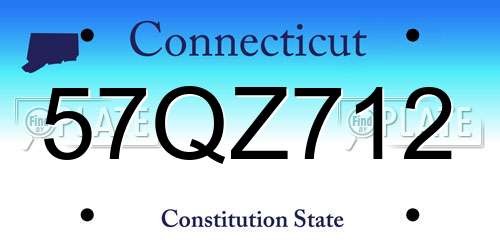 57QZ712 Connecticut License Plate