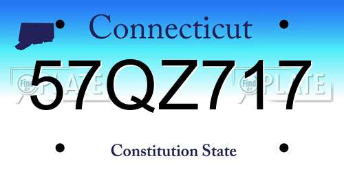 57QZ717 Connecticut License Plate
