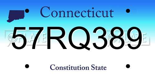 57RQ389 Connecticut License Plate