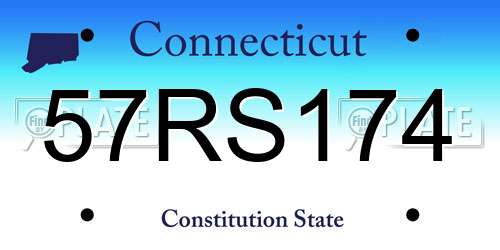 57RS174 Connecticut License Plate