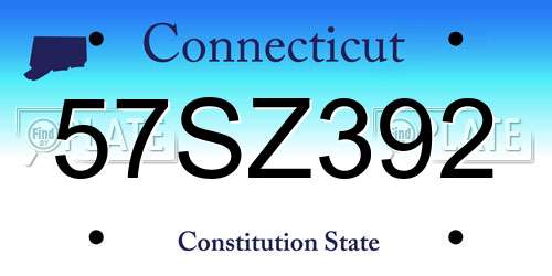 57SZ392 Connecticut License Plate