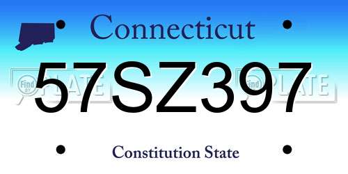 57SZ397 Connecticut License Plate