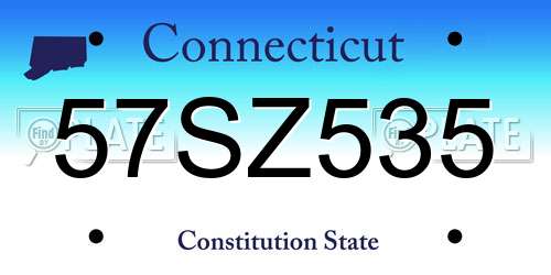 57SZ535 Connecticut License Plate