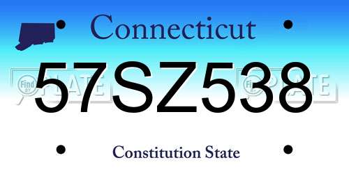 57SZ538 Connecticut License Plate