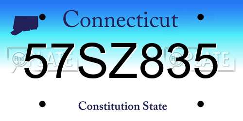 57SZ835 Connecticut License Plate