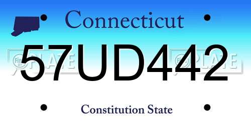 57UD442 Connecticut License Plate