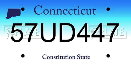 57UD447 Connecticut License Plate
