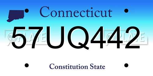 57UQ442 Connecticut License Plate