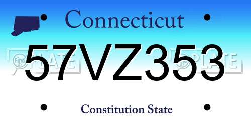 57VZ353 Connecticut License Plate