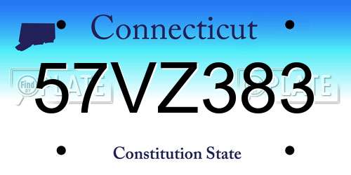 57VZ383 Connecticut License Plate