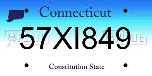 57XI849 Connecticut License Plate