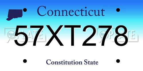 57XT278 Connecticut License Plate