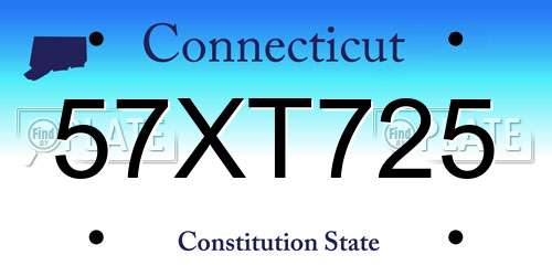 57XT725 Connecticut License Plate