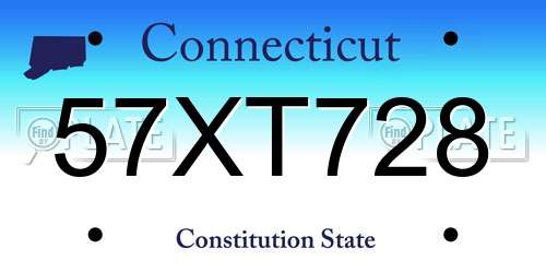 57XT728 Connecticut License Plate