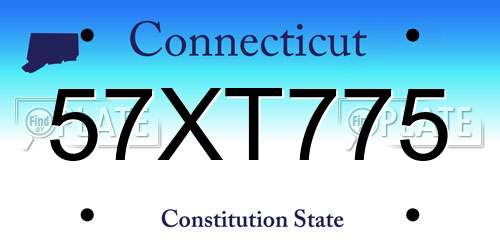 57XT775 Connecticut License Plate