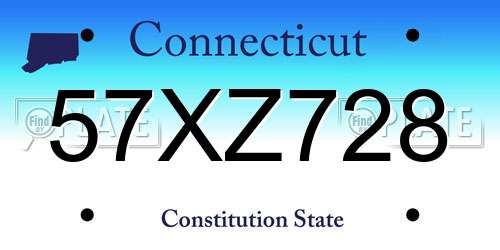 57XZ728 Connecticut License Plate