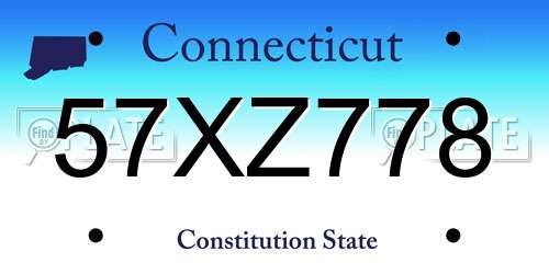 57XZ778 Connecticut License Plate