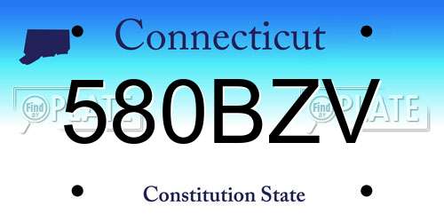 580BZV Connecticut License Plate