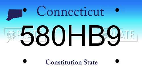 580HB9 Connecticut License Plate