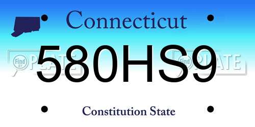 580HS9 Connecticut License Plate