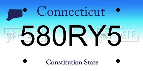 580RY5 Connecticut License Plate
