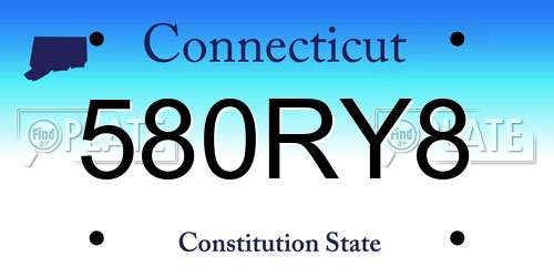 580RY8 Connecticut License Plate