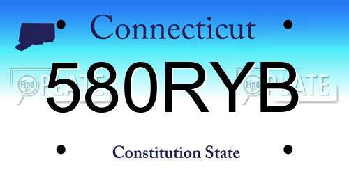 580RYB Connecticut License Plate