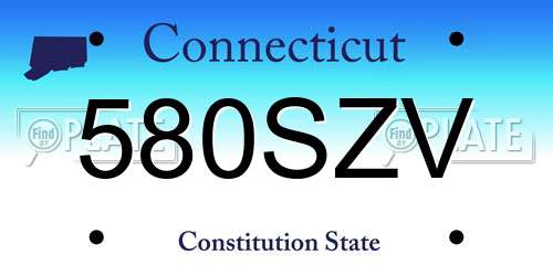 580SZV Connecticut License Plate
