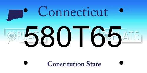 580T65 Connecticut License Plate