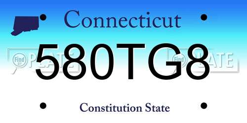 580TG8 Connecticut License Plate