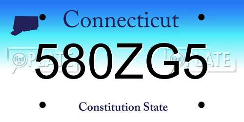 580ZG5 Connecticut License Plate