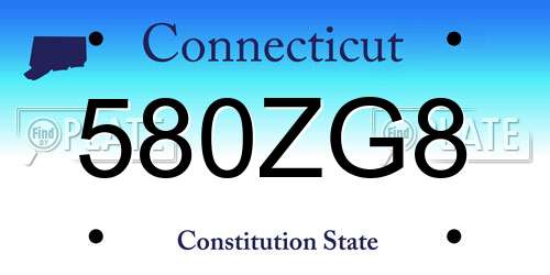 580ZG8 Connecticut License Plate
