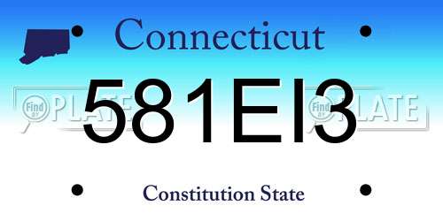 581EI3 Connecticut License Plate