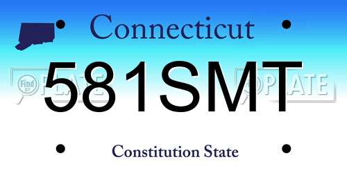 581SMT Connecticut License Plate