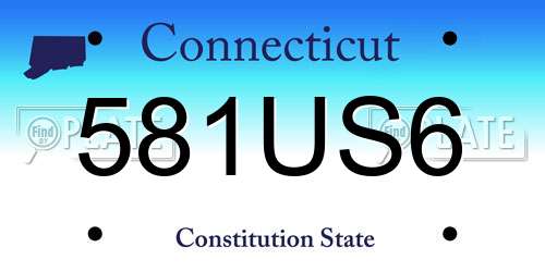 581US6 Connecticut License Plate
