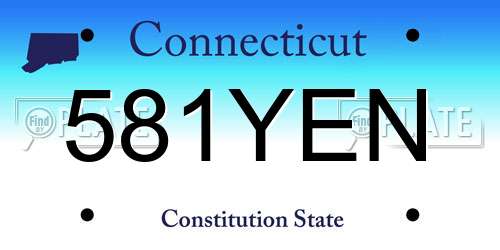 581YEN Connecticut License Plate