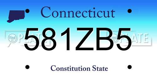 581ZB5 Connecticut License Plate