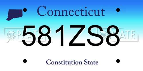 581ZS8 Connecticut License Plate