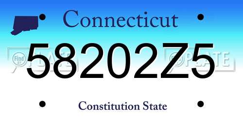 58202Z5 Connecticut License Plate