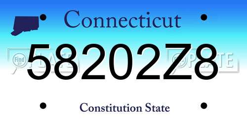 58202Z8 Connecticut License Plate