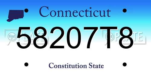 58207T8 Connecticut License Plate