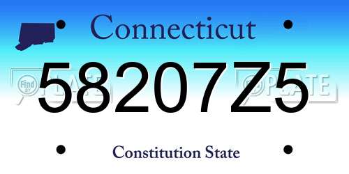 58207Z5 Connecticut License Plate