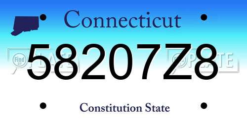 58207Z8 Connecticut License Plate