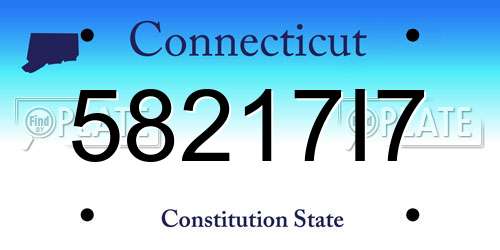 58217I7 Connecticut License Plate