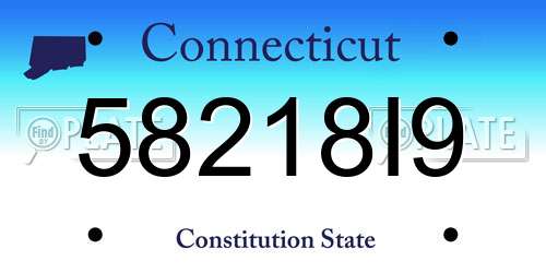 58218I9 Connecticut License Plate